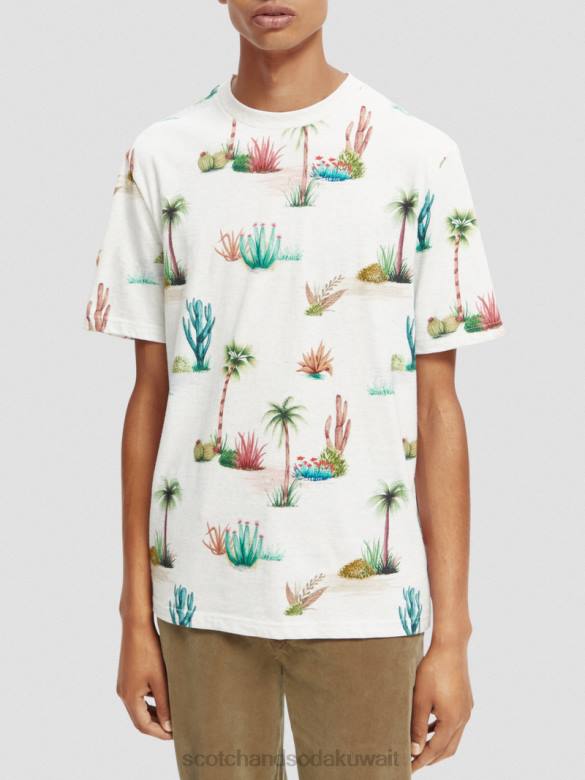 ملابس Scotch & Soda تي شيرت عضوي مطبوع بمقاس عادي التحرير والسرد ه رجال N0V4363