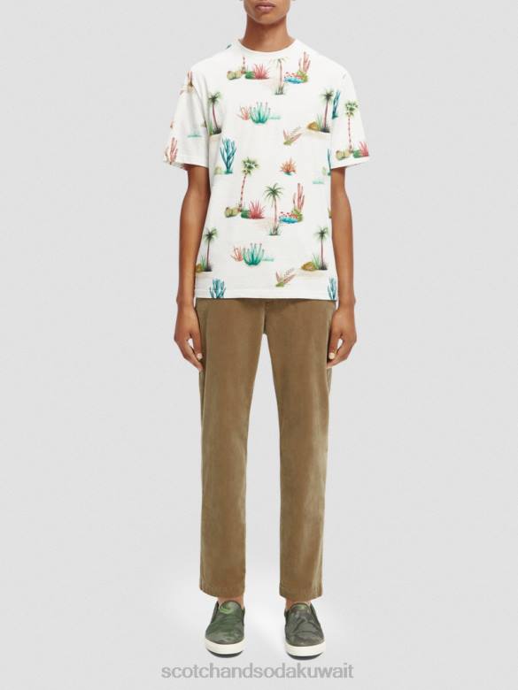 ملابس Scotch & Soda تي شيرت عضوي مطبوع بمقاس عادي التحرير والسرد ه رجال N0V4363