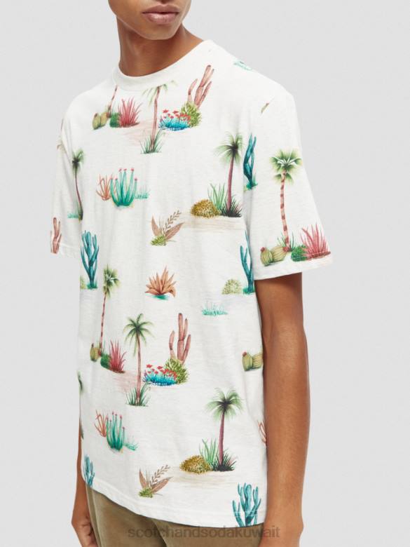 ملابس Scotch & Soda تي شيرت عضوي مطبوع بمقاس عادي التحرير والسرد ه رجال N0V4363