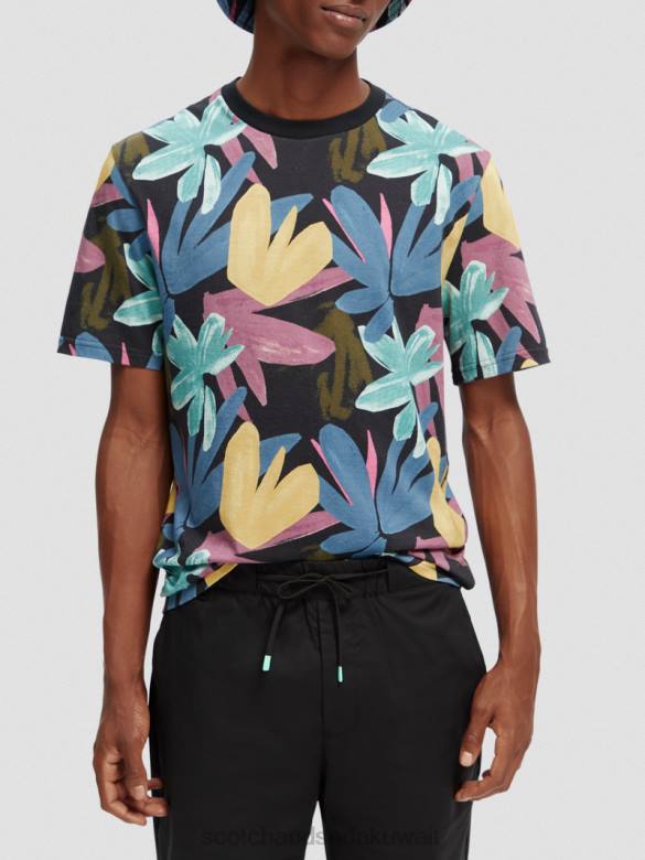 ملابس Scotch & Soda تي شيرت عضوي مطبوع بمقاس عادي التحرير والسرد أ رجال N0V4364
