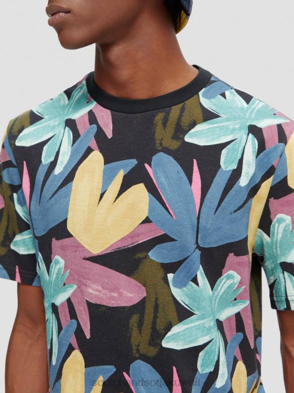 ملابس Scotch & Soda تي شيرت عضوي مطبوع بمقاس عادي التحرير والسرد أ رجال N0V4364