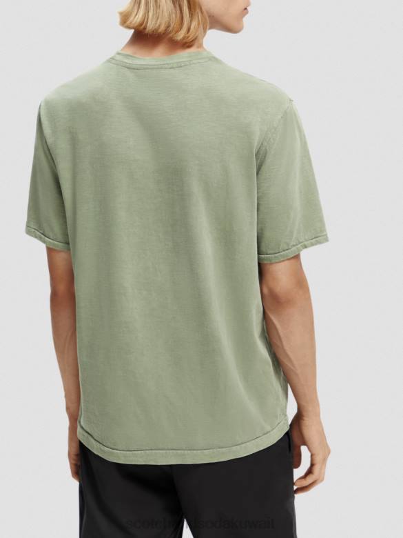 ملابس Scotch & Soda تي شيرت فني من الجيرسي العضوي الكاكي رجال N0V4365