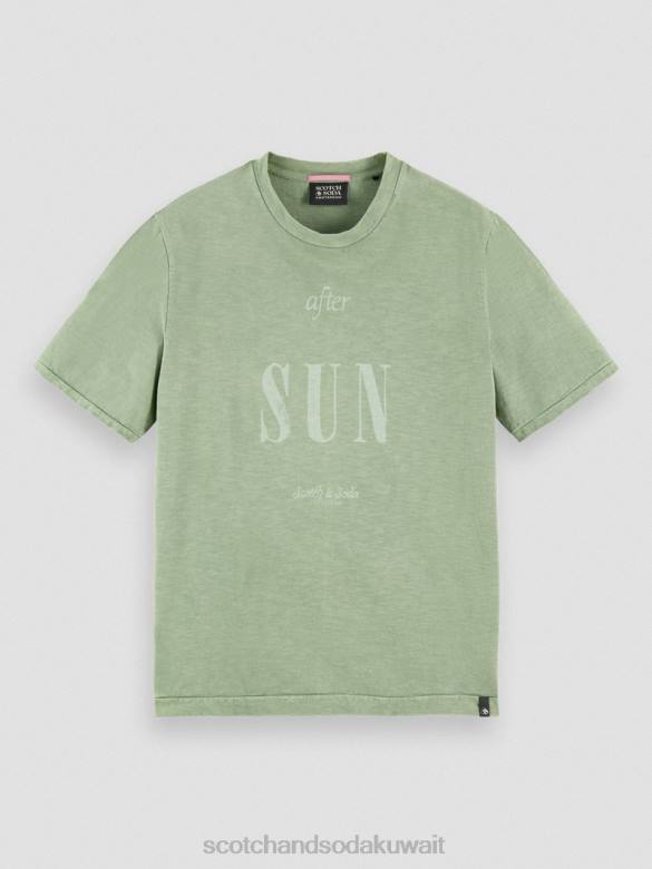 ملابس Scotch & Soda تي شيرت فني من الجيرسي العضوي الكاكي رجال N0V4365