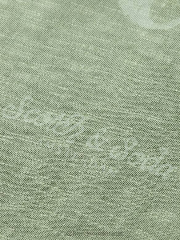 ملابس Scotch & Soda تي شيرت فني من الجيرسي العضوي الكاكي رجال N0V4365