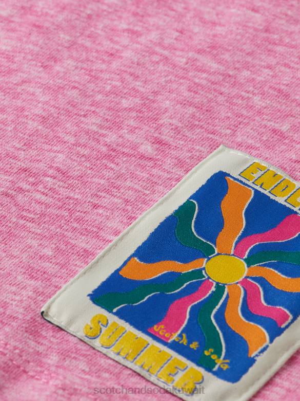 ملابس Scotch & Soda تي شيرت برقعة مزيج مزيج الكرز رجال N0V4371