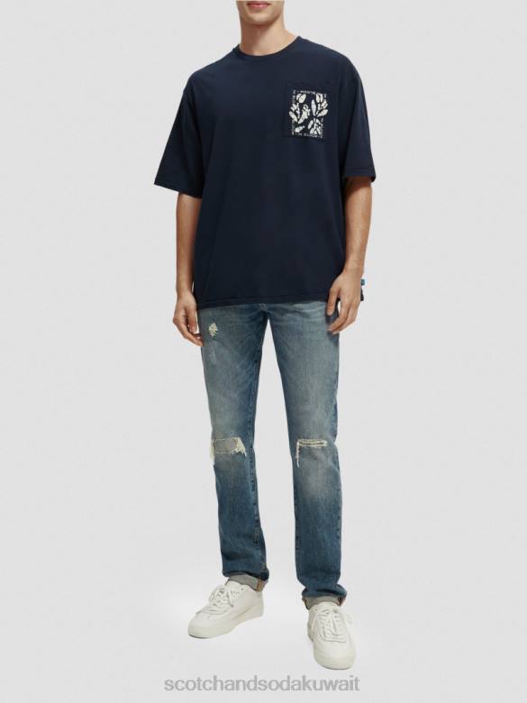 ملابس Scotch & Soda تي شيرت فضفاض مناسب للعمل الفني ليلة رجال N0V4372