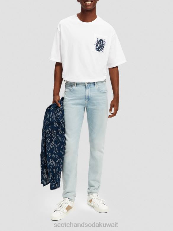 ملابس Scotch & Soda تي شيرت فضفاض مناسب للعمل الفني أبيض رجال N0V4373