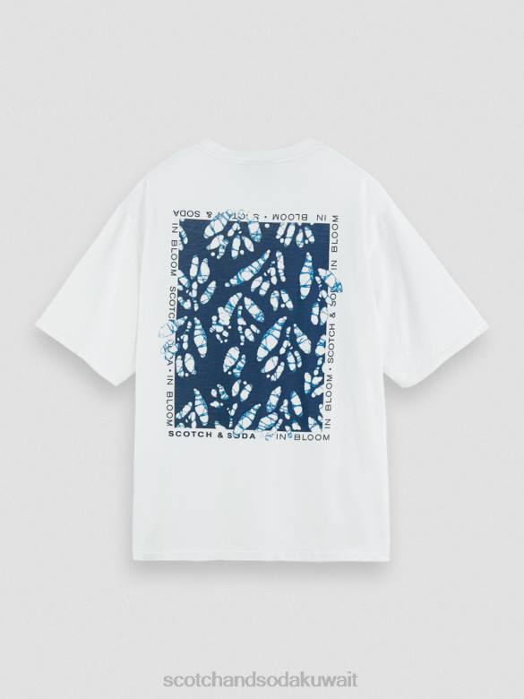 ملابس Scotch & Soda تي شيرت فضفاض مناسب للعمل الفني أبيض رجال N0V4373