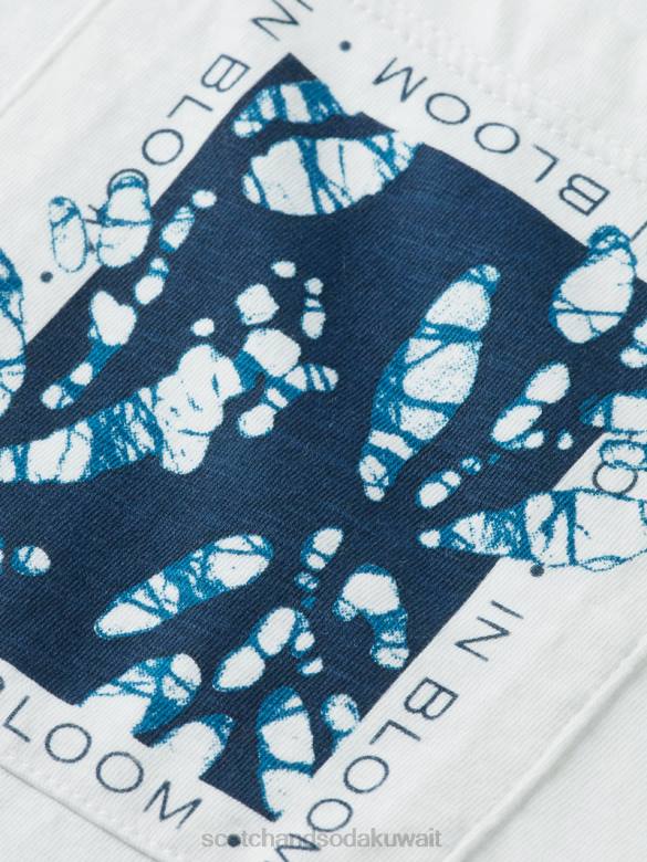ملابس Scotch & Soda تي شيرت فضفاض مناسب للعمل الفني أبيض رجال N0V4373