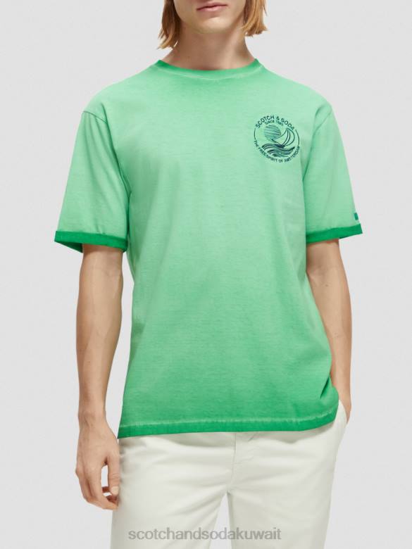 ملابس Scotch & Soda تي شيرت فني مصبوغ على البارد الأمازون الأخضر رجال N0V4376