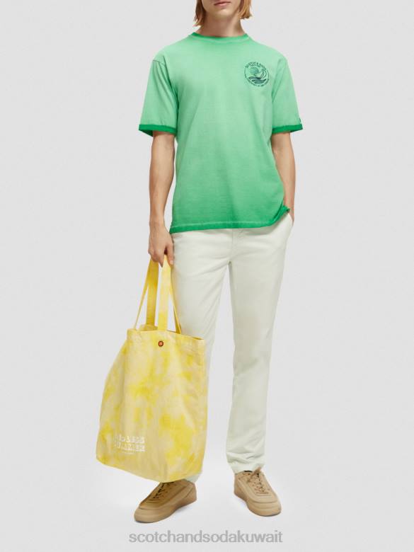 ملابس Scotch & Soda تي شيرت فني مصبوغ على البارد الأمازون الأخضر رجال N0V4376