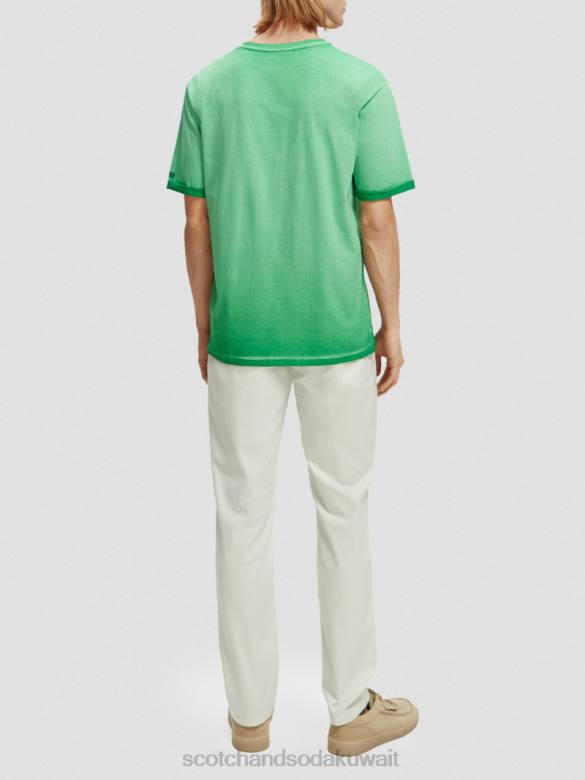 ملابس Scotch & Soda تي شيرت فني مصبوغ على البارد الأمازون الأخضر رجال N0V4376