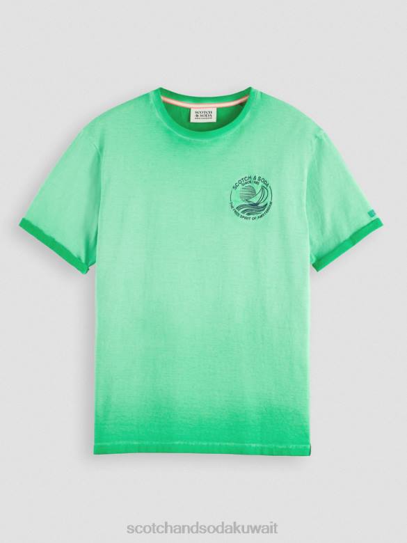 ملابس Scotch & Soda تي شيرت فني مصبوغ على البارد الأمازون الأخضر رجال N0V4376