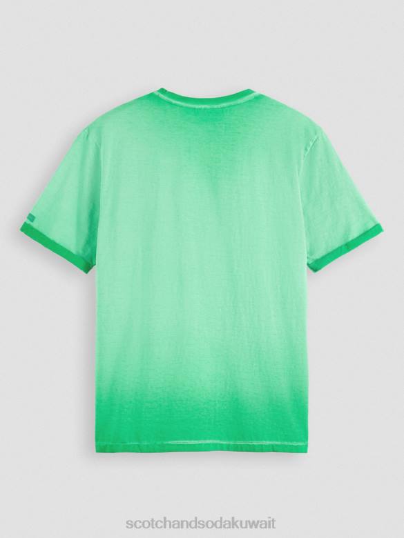 ملابس Scotch & Soda تي شيرت فني مصبوغ على البارد الأمازون الأخضر رجال N0V4376