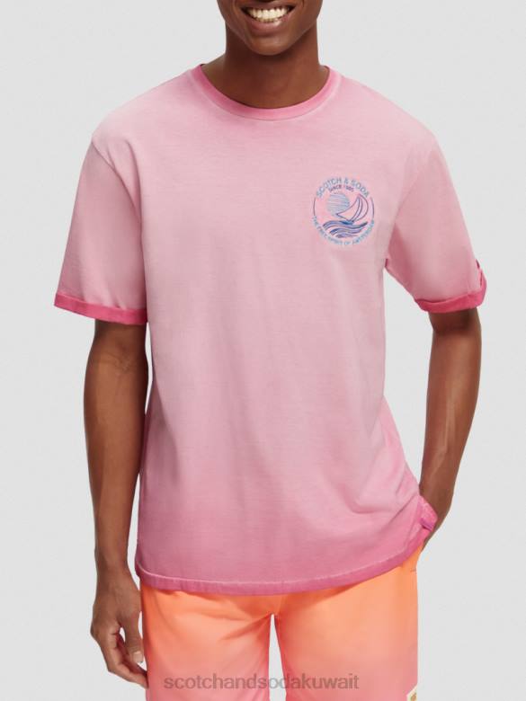 ملابس Scotch & Soda تي شيرت فني مصبوغ على البارد الكرز رجال N0V4377