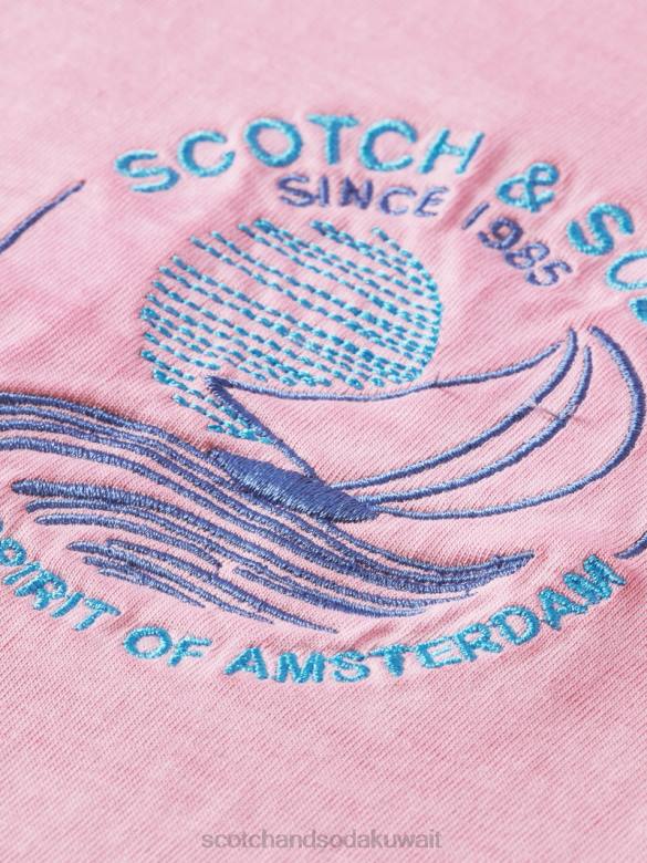 ملابس Scotch & Soda تي شيرت فني مصبوغ على البارد الكرز رجال N0V4377