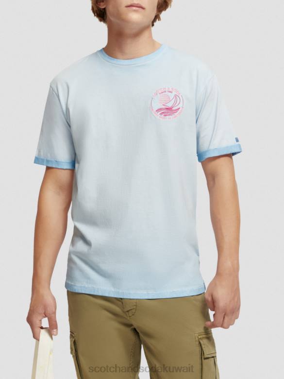 ملابس Scotch & Soda تي شيرت فني مصبوغ على البارد البحر الأزرق رجال N0V4378