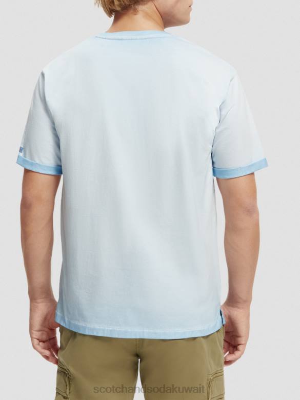 ملابس Scotch & Soda تي شيرت فني مصبوغ على البارد البحر الأزرق رجال N0V4378