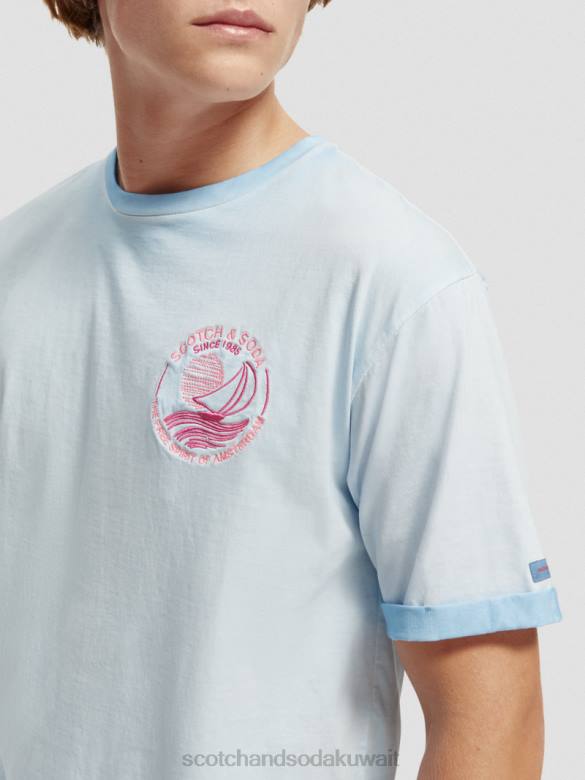 ملابس Scotch & Soda تي شيرت فني مصبوغ على البارد البحر الأزرق رجال N0V4378
