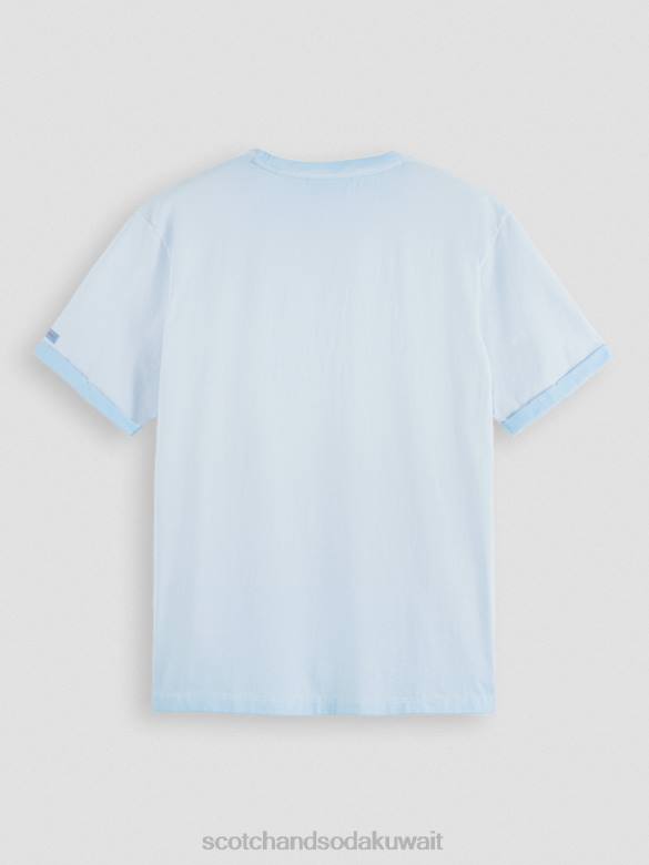 ملابس Scotch & Soda تي شيرت فني مصبوغ على البارد البحر الأزرق رجال N0V4378