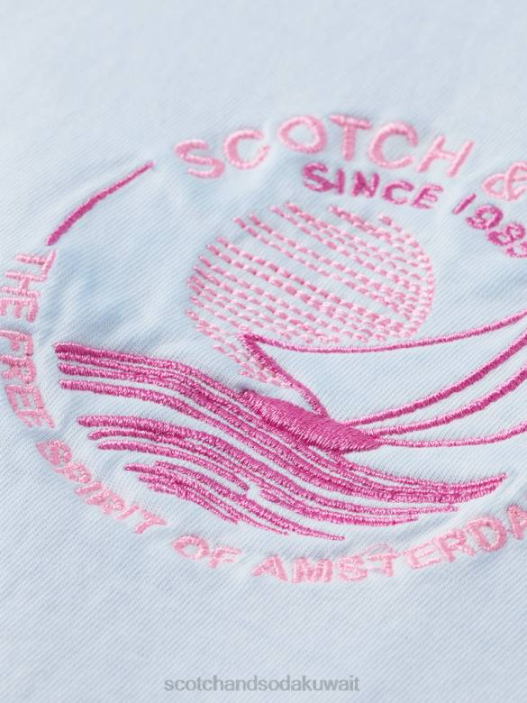 ملابس Scotch & Soda تي شيرت فني مصبوغ على البارد البحر الأزرق رجال N0V4378