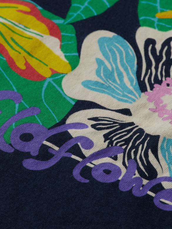 ملابس Scotch & Soda تي شيرت بياقة دائرية عمل فني أسود رجال N0V4380