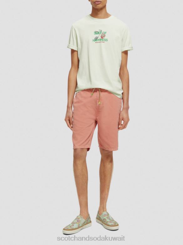 ملابس Scotch & Soda تي شيرت بياقة دائرية عمل فني نعناع رجال N0V4381