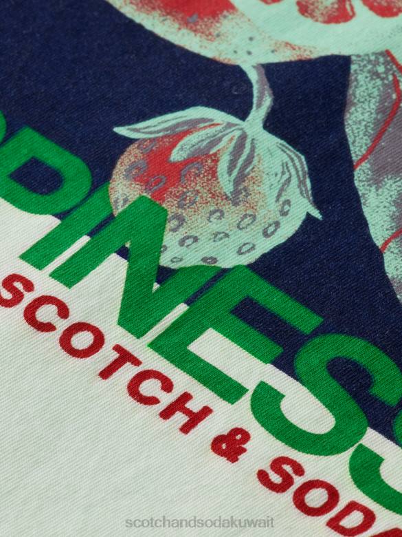 ملابس Scotch & Soda تي شيرت بياقة دائرية عمل فني نعناع رجال N0V4381