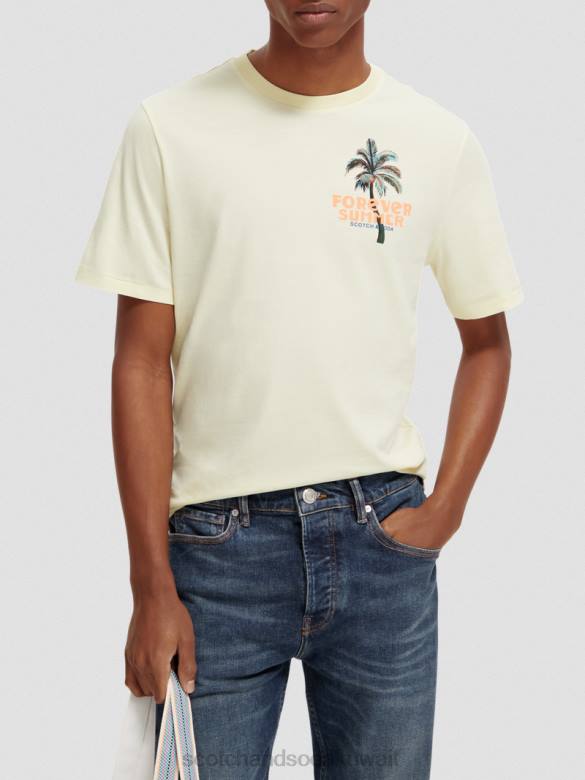 ملابس Scotch & Soda تي شيرت بياقة دائرية عمل فني موز رجال N0V4382