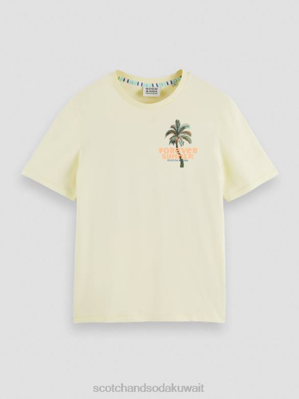 ملابس Scotch & Soda تي شيرت بياقة دائرية عمل فني موز رجال N0V4382