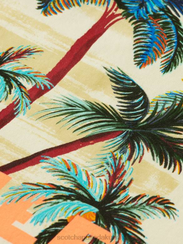 ملابس Scotch & Soda تي شيرت بياقة دائرية عمل فني موز رجال N0V4382