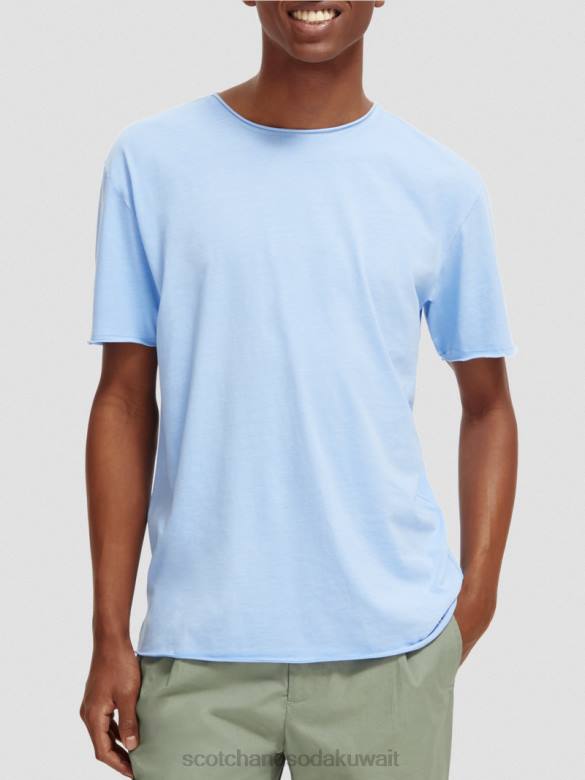 ملابس Scotch & Soda تي شيرت مريح بحافة خام البحر الأزرق رجال N0V4383