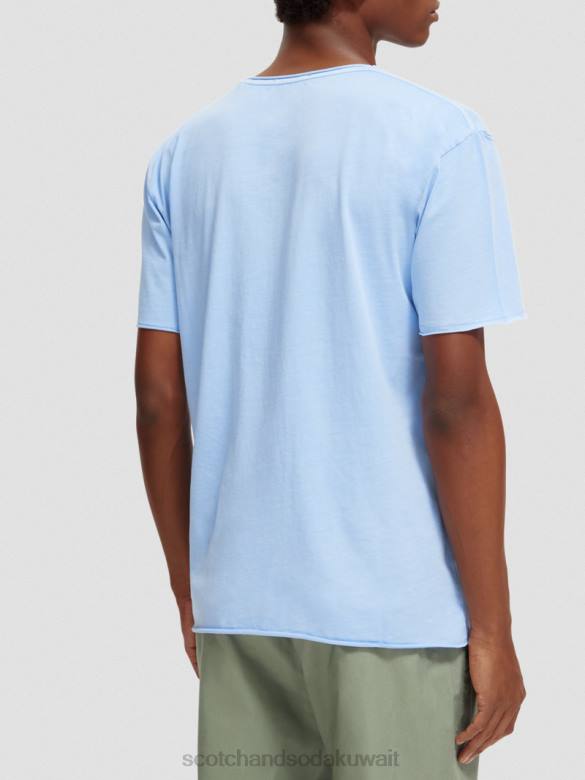 ملابس Scotch & Soda تي شيرت مريح بحافة خام البحر الأزرق رجال N0V4383