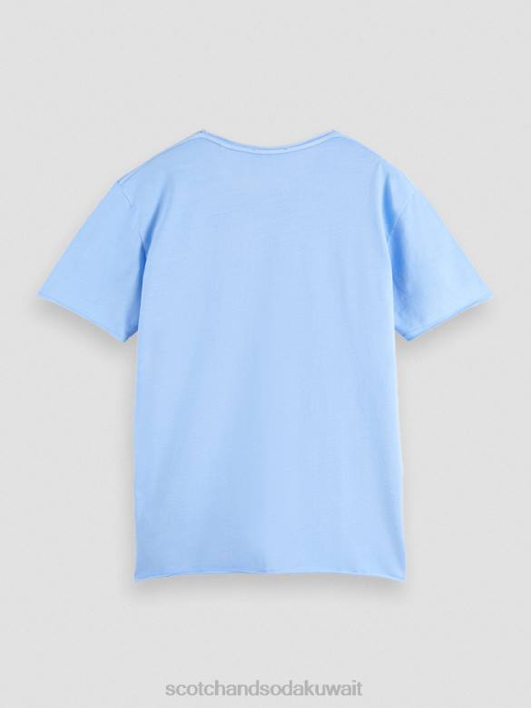 ملابس Scotch & Soda تي شيرت مريح بحافة خام البحر الأزرق رجال N0V4383