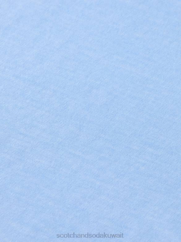 ملابس Scotch & Soda تي شيرت مريح بحافة خام البحر الأزرق رجال N0V4383