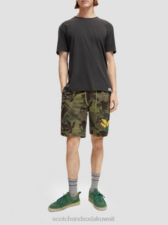 ملابس Scotch & Soda تي شيرت مريح بحافة خام أسود رجال N0V4384