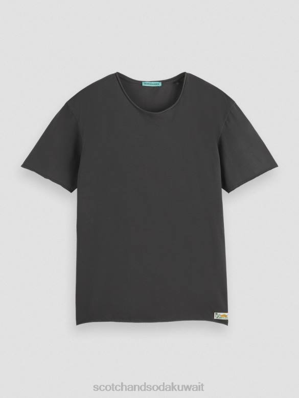 ملابس Scotch & Soda تي شيرت مريح بحافة خام أسود رجال N0V4384
