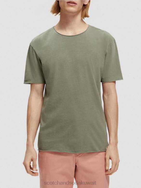 ملابس Scotch & Soda تي شيرت مريح بحافة خام جيش رجال N0V4385