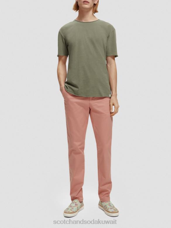 ملابس Scotch & Soda تي شيرت مريح بحافة خام جيش رجال N0V4385