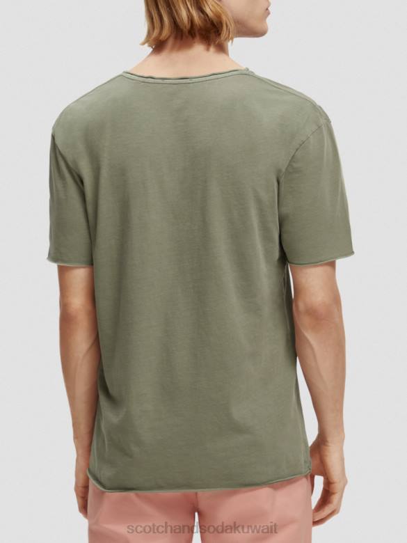 ملابس Scotch & Soda تي شيرت مريح بحافة خام جيش رجال N0V4385