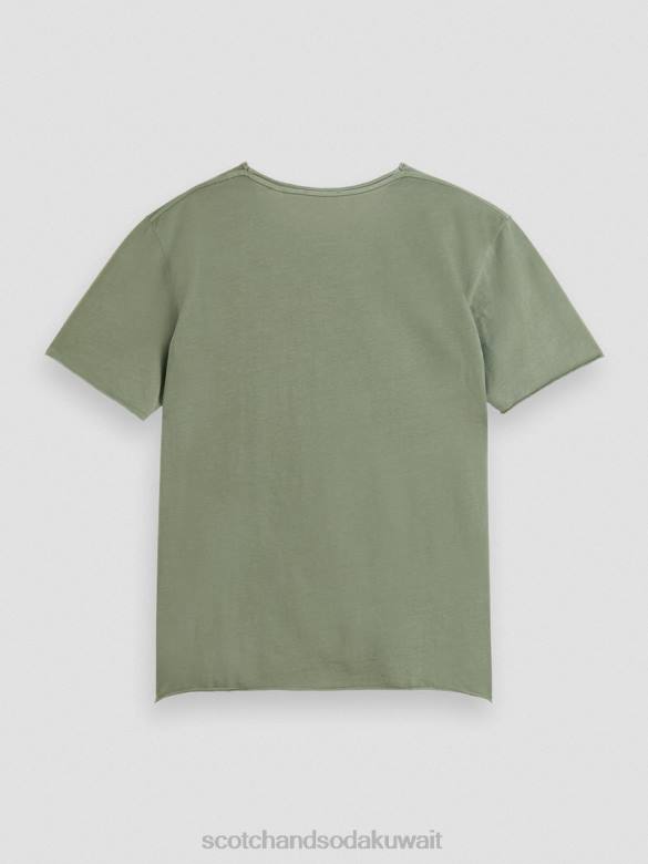 ملابس Scotch & Soda تي شيرت مريح بحافة خام جيش رجال N0V4385