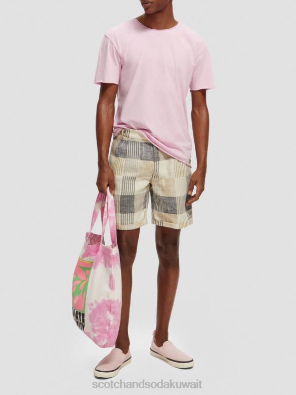 ملابس Scotch & Soda تي شيرت مريح بحافة خام الحجر الوردي رجال N0V4387