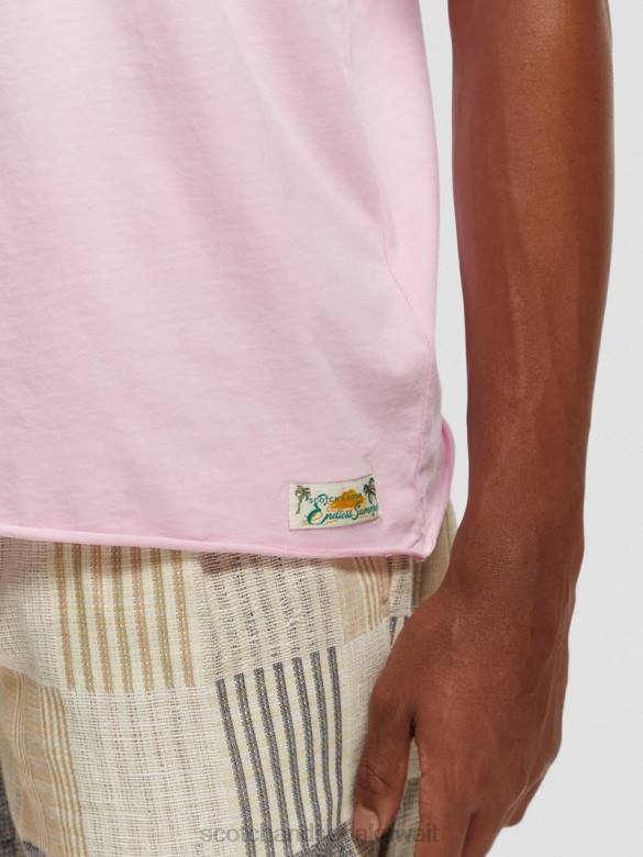 ملابس Scotch & Soda تي شيرت مريح بحافة خام الحجر الوردي رجال N0V4387
