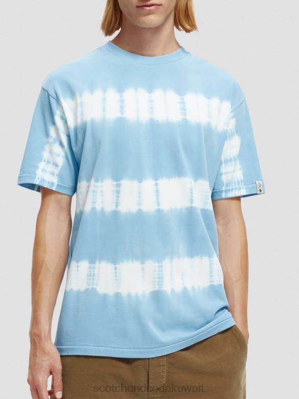 ملابس Scotch & Soda تي شيرت بقصة مريحة وصبغ عضوي سماء رجال N0V4388