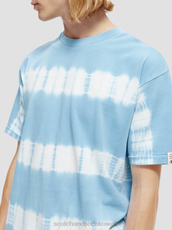 ملابس Scotch & Soda تي شيرت بقصة مريحة وصبغ عضوي سماء رجال N0V4388