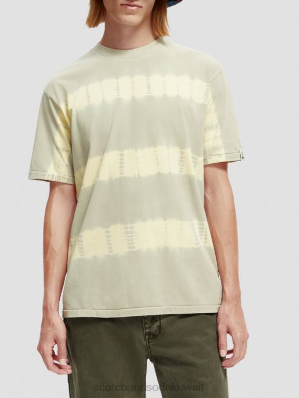 ملابس Scotch & Soda تي شيرت بقصة مريحة وصبغ عضوي الحجر الرملي رجال N0V4389