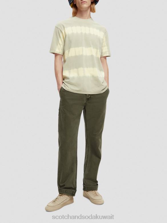 ملابس Scotch & Soda تي شيرت بقصة مريحة وصبغ عضوي الحجر الرملي رجال N0V4389
