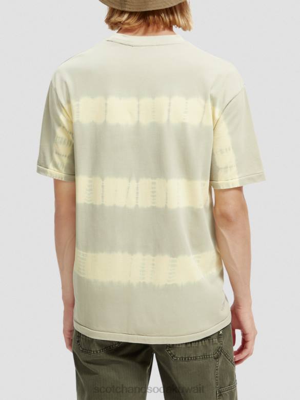 ملابس Scotch & Soda تي شيرت بقصة مريحة وصبغ عضوي الحجر الرملي رجال N0V4389