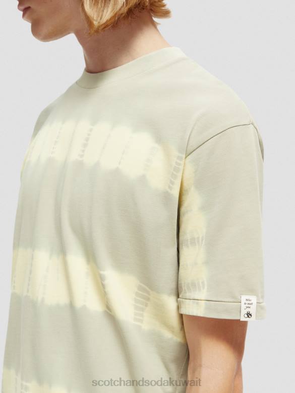 ملابس Scotch & Soda تي شيرت بقصة مريحة وصبغ عضوي الحجر الرملي رجال N0V4389