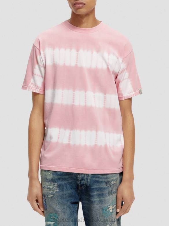 ملابس Scotch & Soda تي شيرت بقصة مريحة وصبغ عضوي وَردَة رجال N0V4390